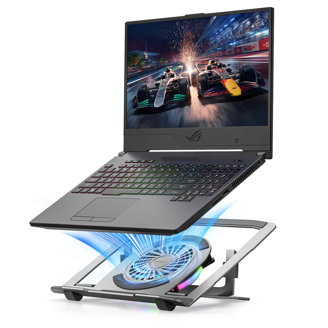 ORICO Laptop Ständer aus Aluminium mit USB-Lüfter, Ergonomisch, Höhenverstellbar und Klappbar für La
