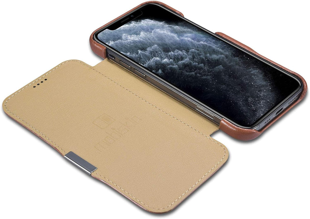 Mobiskin Hülle kompatibel mit Apple iPhone 12 und iPhone 12 PRO (6,1 Zoll), Handyhülle mit echtem Le