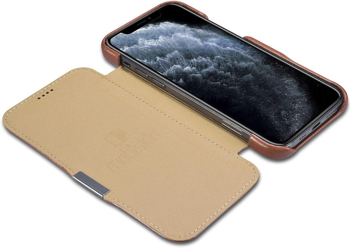 Mobiskin Hülle kompatibel mit Apple iPhone 12 und iPhone 12 PRO (6,1 Zoll), Handyhülle mit echtem Le