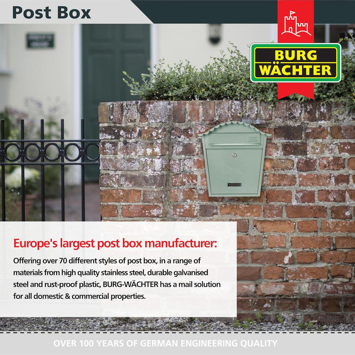 Burg-Wachter MB01CG Classic Briefkasten, Wandmontage, verzinkter Stahl, abschliessbar, wetterfest, C