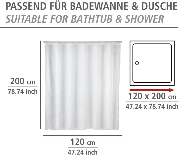 WENKO Anti-Schimmel Duschvorhang Weiss, Textil-Vorhang mit Antischimmel Effekt fürs Badezimmer, wasc