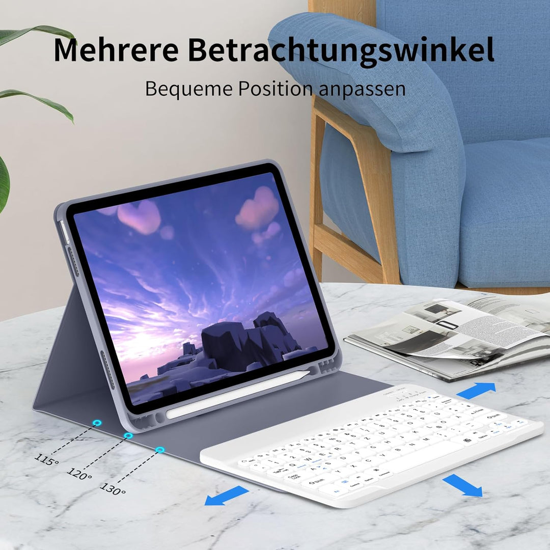 Hülle mit Tastatur für iPad A16 11.Generation 11 Zoll 2025, iPad 10. Generation 2022 10,9 Zoll, Blue