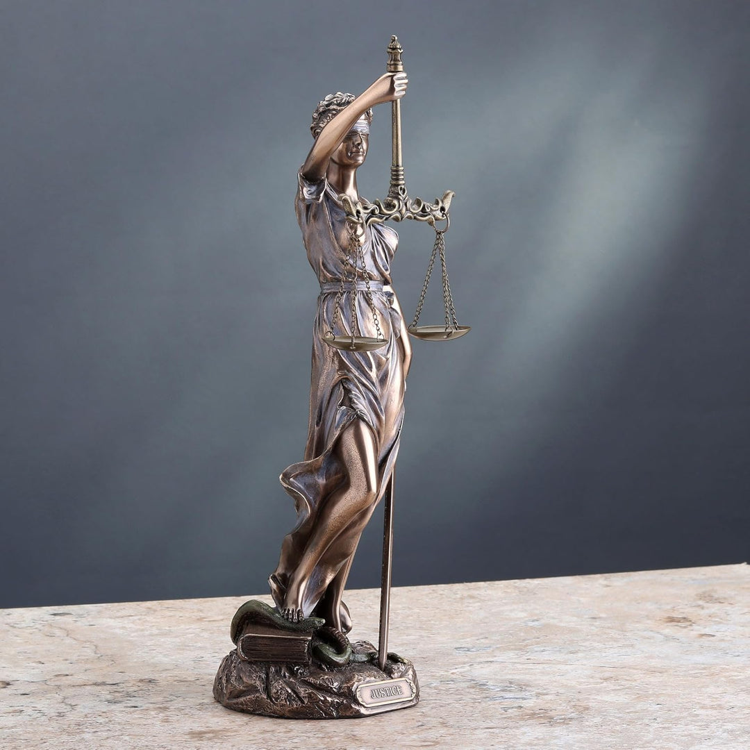 Cold Cast Bronze Cardinal Virtues Our Lady of Justice Statue Figurine, 11 3/4 Inch by Studio Collect