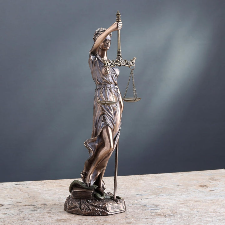 Cold Cast Bronze Cardinal Virtues Our Lady of Justice Statue Figurine, 11 3/4 Inch by Studio Collect