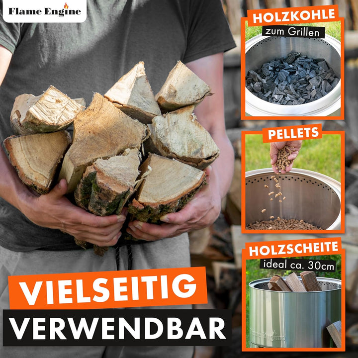 grillshop.at Feuerschale [rauchfrei] Edelstahl 50x43cm Feuerkorb für den Garten mit Aschefang Feuers