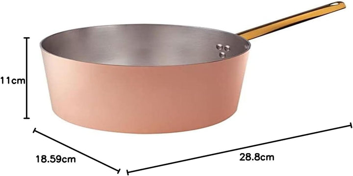 Pentole Agnelli ALCU10518 Hoher Auflauf mit Griff, glattes verzinntes Kupfer, 18 cm, 18 cm
