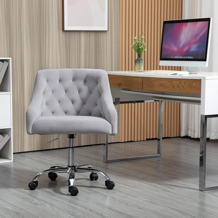 WOEOA Bürostuhl aus Samt,Schminkstuhl,Ergonomisch Drehstuhl,360° Drehbar, Höhenverstellbar,für Wohnz