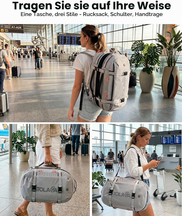 Tolaccea Reiserucksack, Handgepäck Rucksack Flugzeug, TSA-Freundlicher Laptop Rucksack 15,6 Zoll, Er