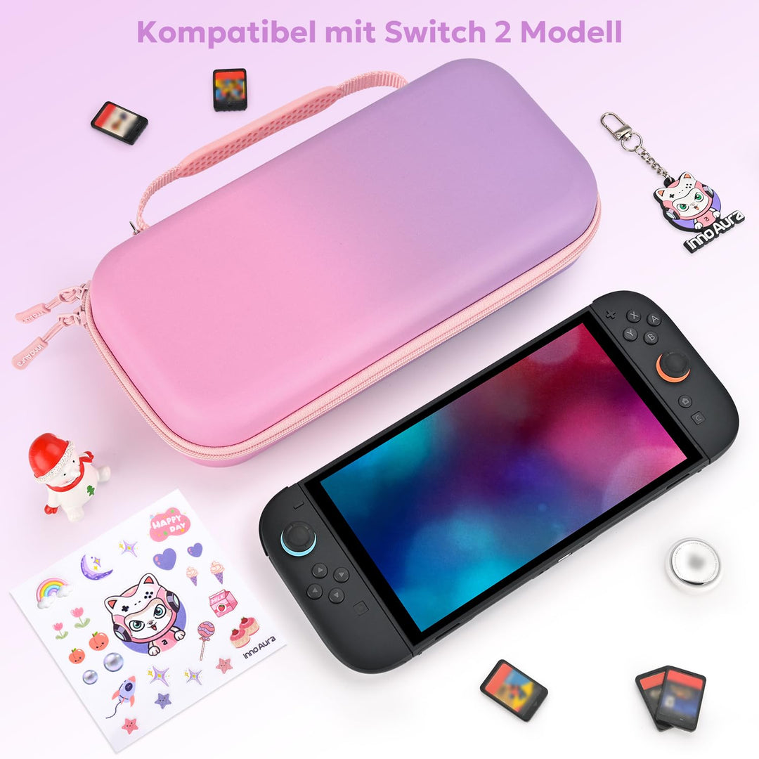 innoAura Switch 2 Tasche, PU Spritzwasserabweisende und Stossdämpfende Switch 2 Case, Extra Grosse N