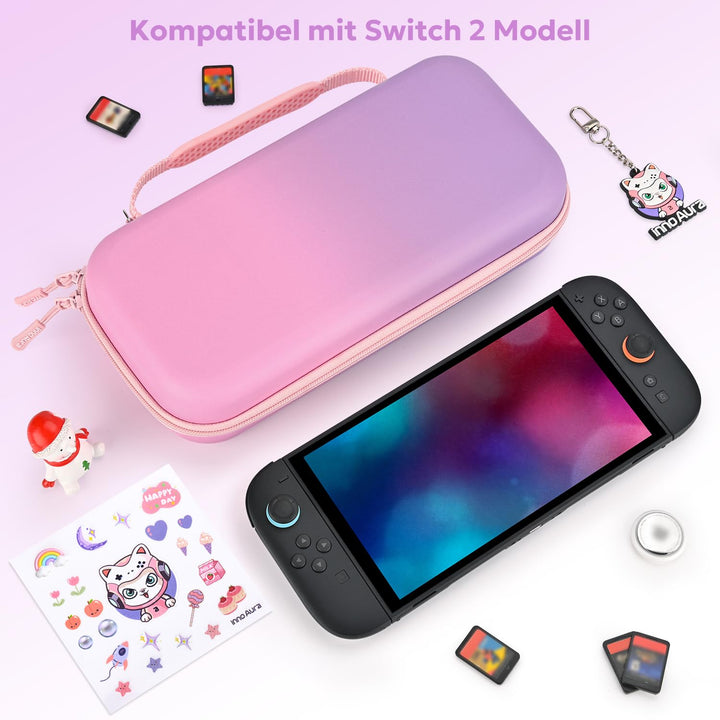 innoAura Switch 2 Tasche, PU Spritzwasserabweisende und Stossdämpfende Switch 2 Case, Extra Grosse N