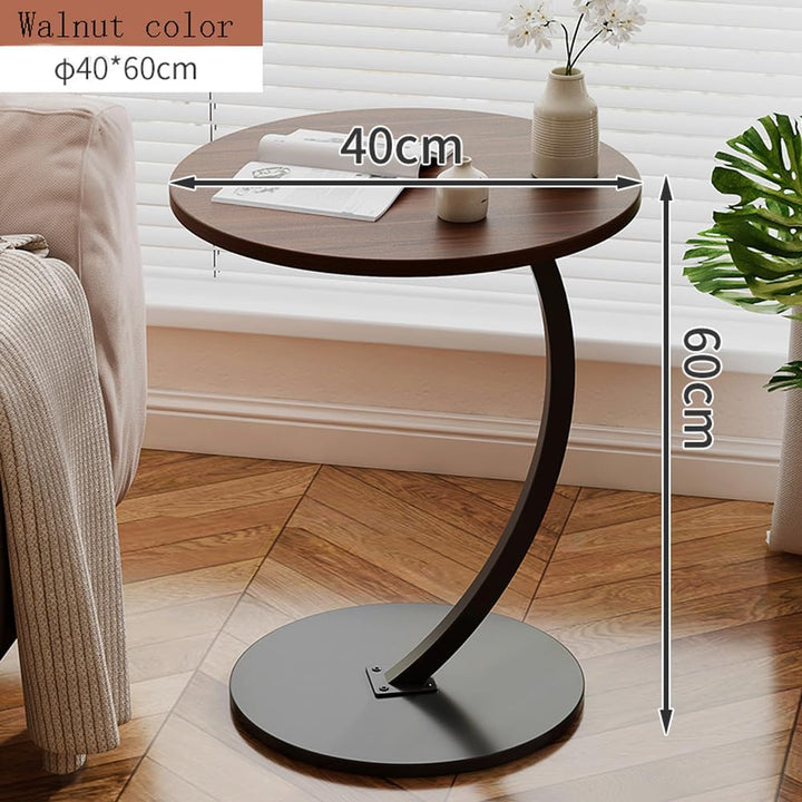 ZOYIZEN Beistelltisch Holz, Couchtisch Holz, Couchtisch Rund, Kleiner Beistelltisch C Form, Tischpla