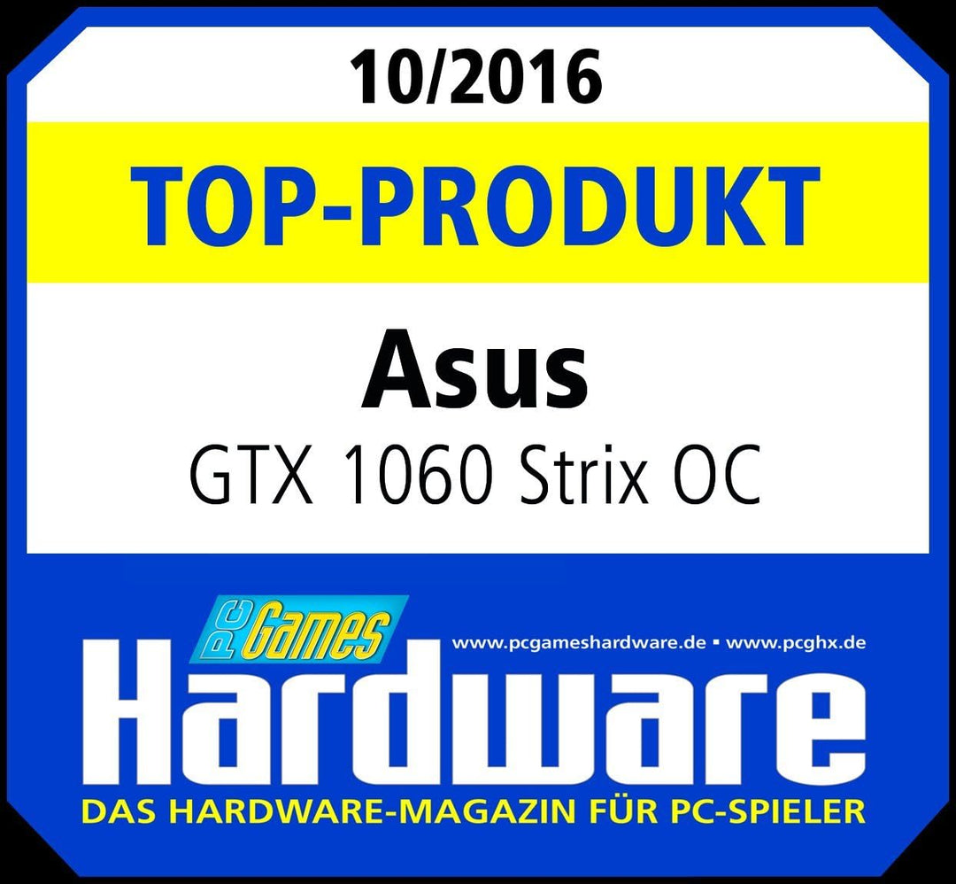 Asus ROG Strix GeForce GTX1060-O6G Gaming Grafikkarte (Nvidia, PCIe 3.0, 6GB GDDR5 Speicher, HDMI, D