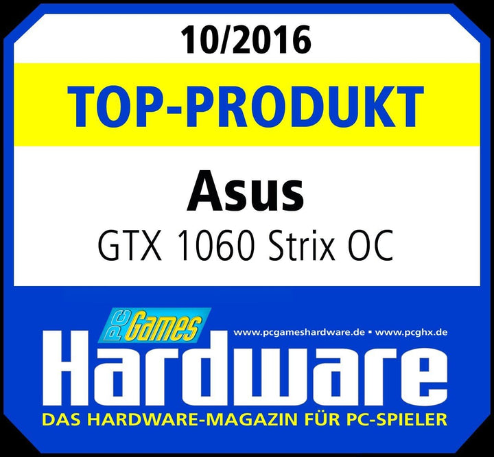 Asus ROG Strix GeForce GTX1060-O6G Gaming Grafikkarte (Nvidia, PCIe 3.0, 6GB GDDR5 Speicher, HDMI, D