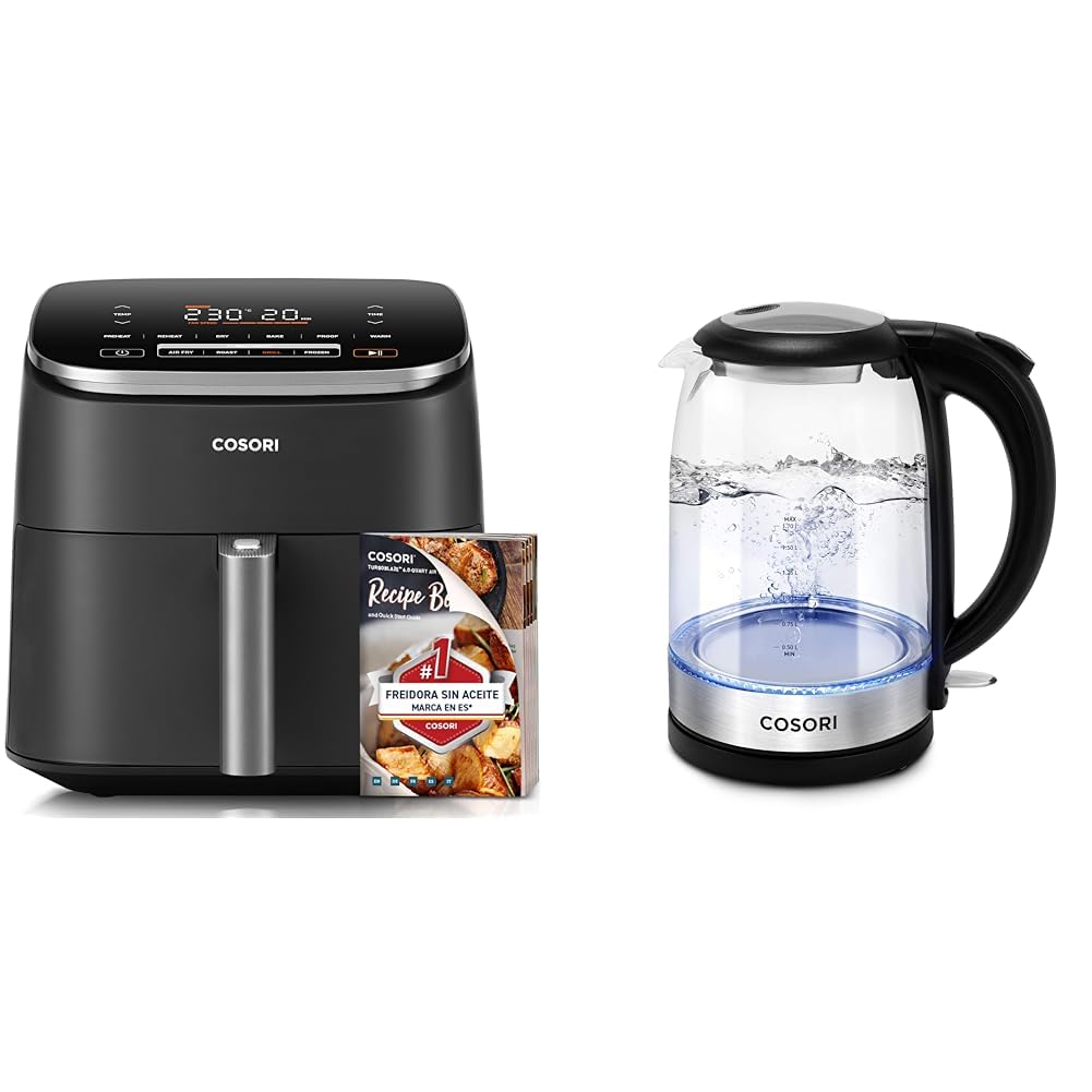 COSORI Heissluftfritteuse XXL Turbo Blaze, 6L Airfryer mit 5 Geschwindigkeitsstufen & Wasserkocher G