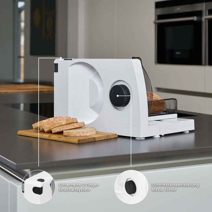 ritter markant 7 Klappbarer elektrischer Allesschneider & Brotschneidemaschine mit Messerabdeckung,