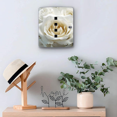 banjado® Design Schlüsselkasten aus Edelstahl mit Motiv White Roses für 10 Schlüssel - Schlüsselschr