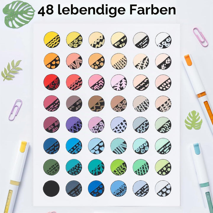 Ohuhu Acrylstifte mit Rundspitze 48 Farben – Auto-Tintenregulierung, Hochdeckende Acrylic Markers, W