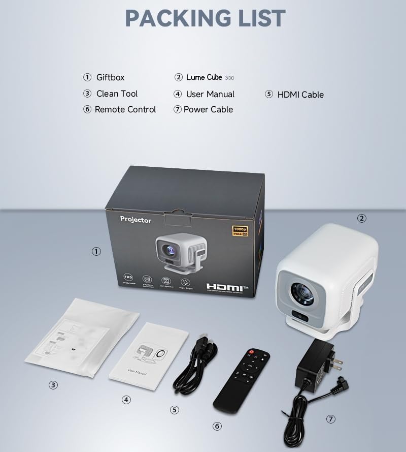 Smart Beamer Integrierte Apps Native 1080P 4K kompatibel 12000 Lumens, Autofokus Keystone Mini Proje