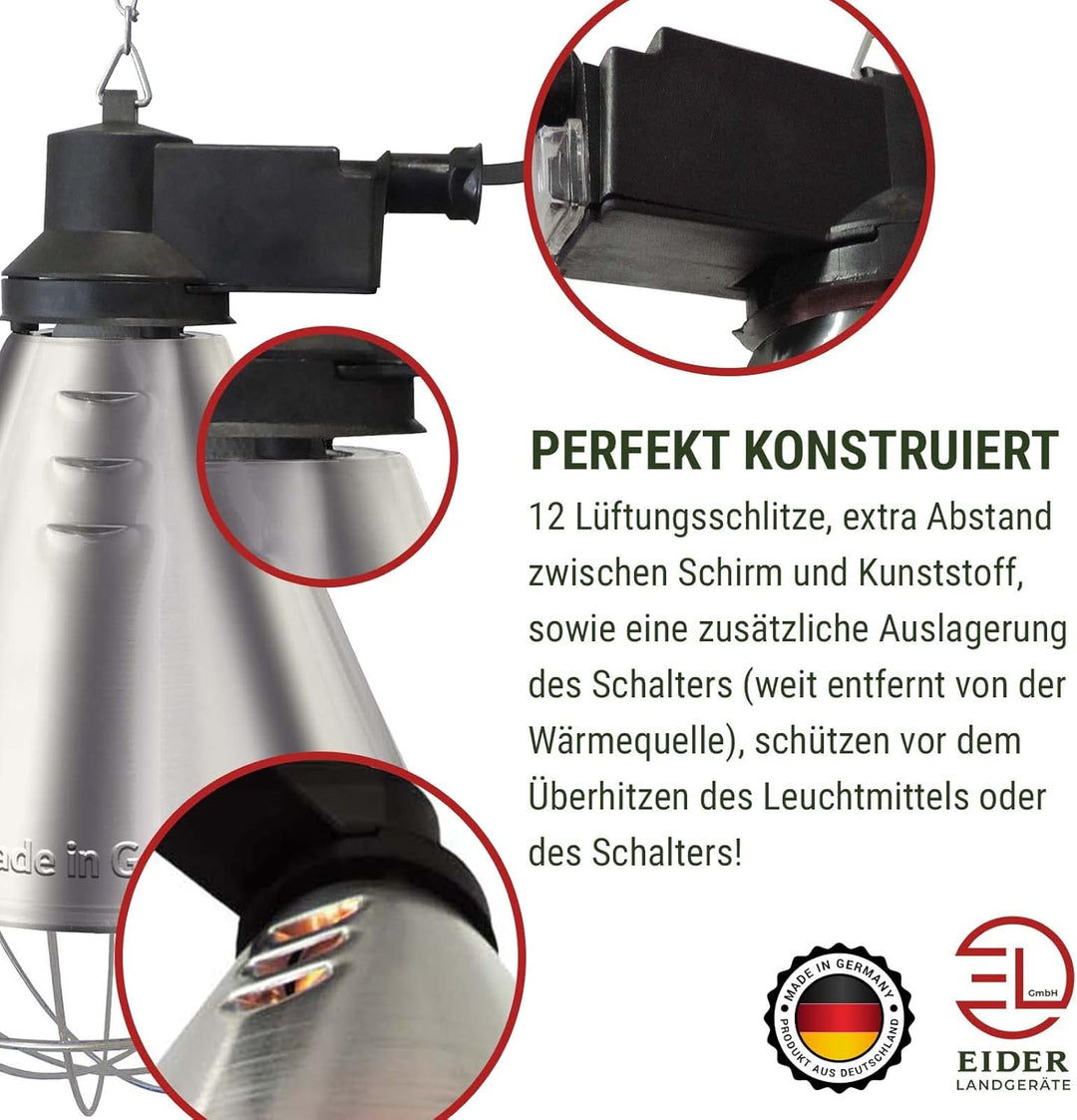 Koll Living Infrarot-Wärmestrahlgerät 150W mit/ohne Leuchtmittel, Kückenlampe, Schweinelampe (5,0 m
