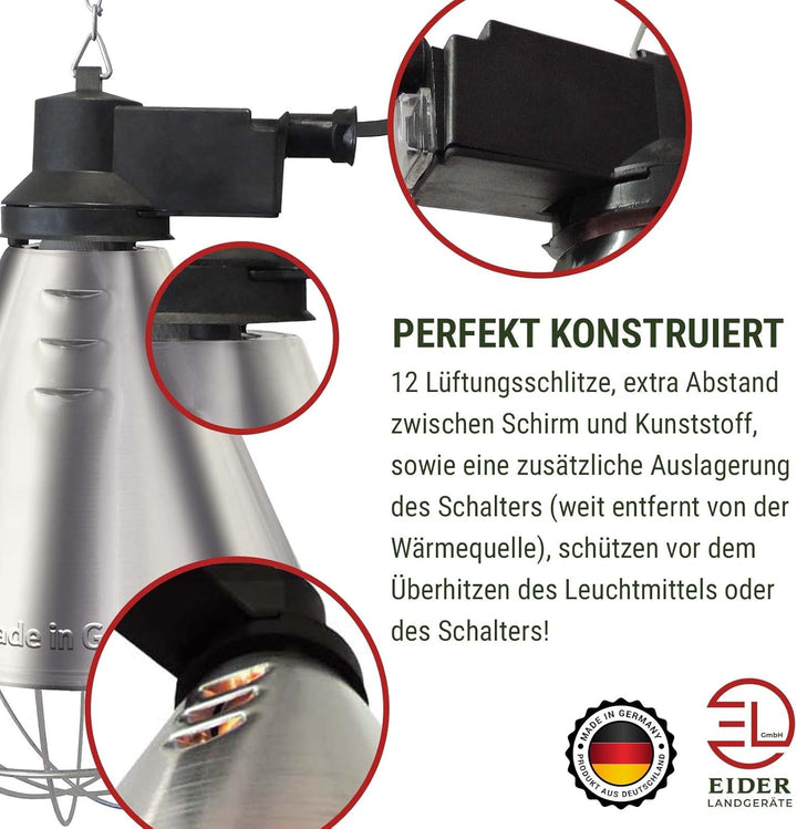 Koll Living Infrarot-Wärmestrahlgerät 150W mit/ohne Leuchtmittel, Kückenlampe, Schweinelampe (5,0 m