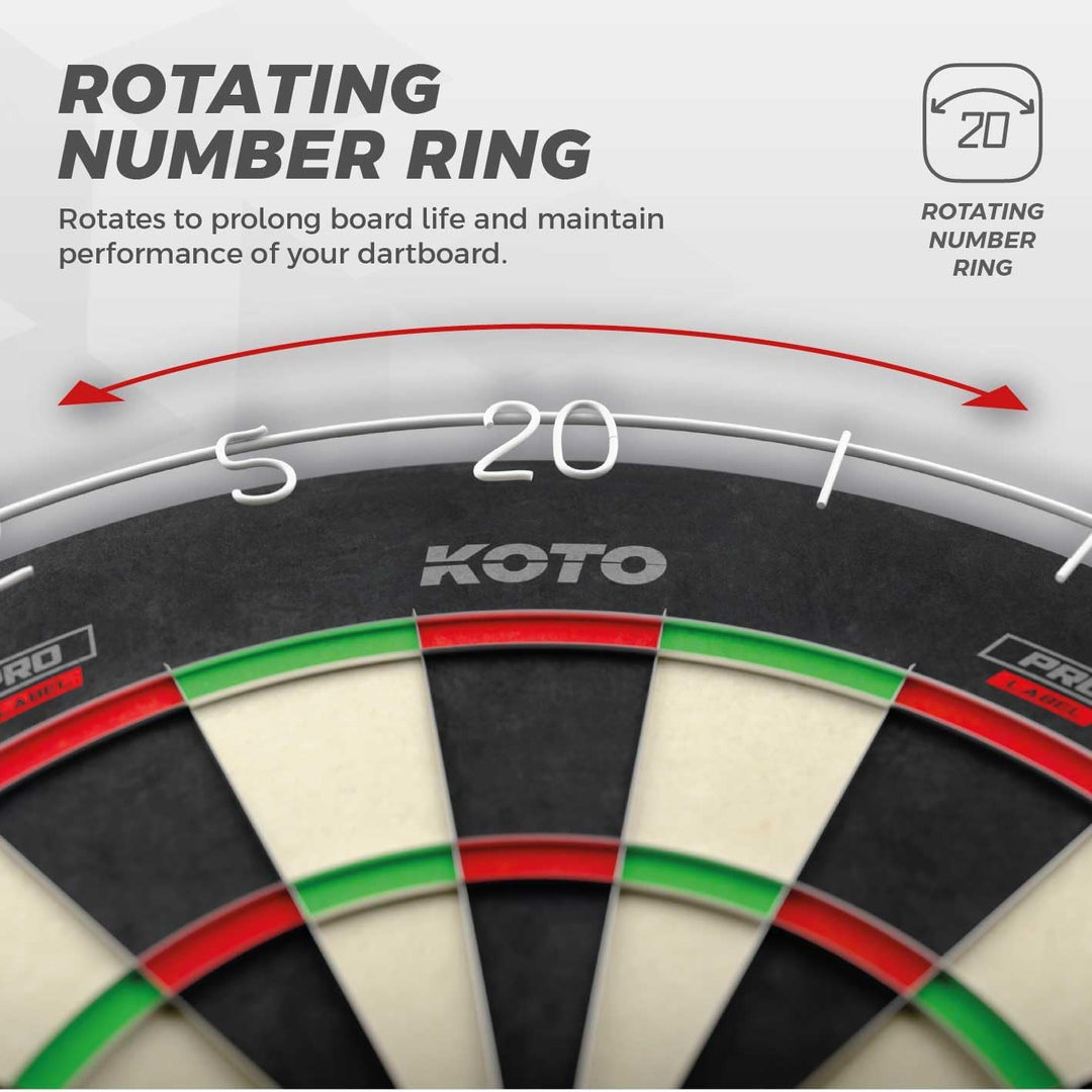 KOTO - King Pro + Dartbord Surround Rot, Hochwertiger Dart Surround für alle Dartscheiben, Dart Auff