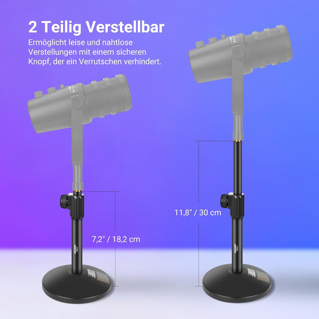NEEWER Tisch Mikrofon Ständer, verstellbare Tischhalterung mit 3/8" bis 5/8" Schraubenadapter, kompa