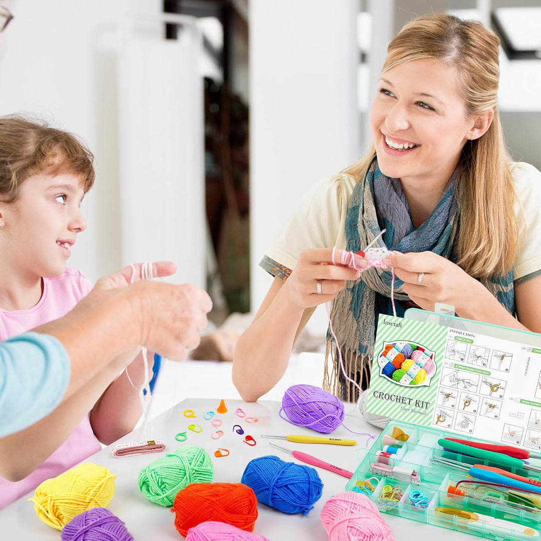 Inscraft Häkelgarn-Set für Anfänger, Erwachsene und Kinder, enthält 1509 m an Acryl-Knäuel in 30 Far