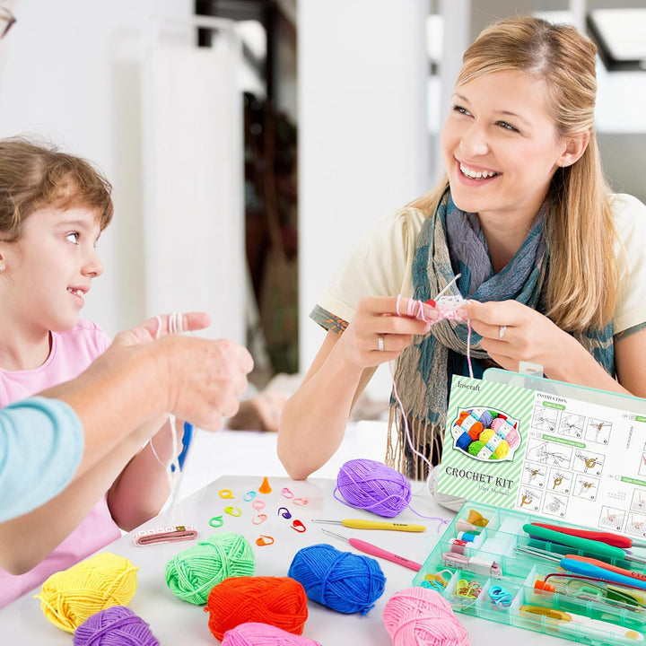 Inscraft Häkelgarn-Set für Anfänger, Erwachsene und Kinder, enthält 1509 m an Acryl-Knäuel in 30 Far