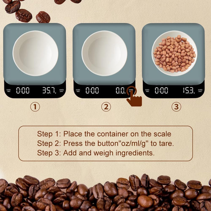 OBEST Mini Kaffeewaage mit Timer 3kg/0,1g, Espressowaage mit LED Anzeige | Digital Elektronische Hoc