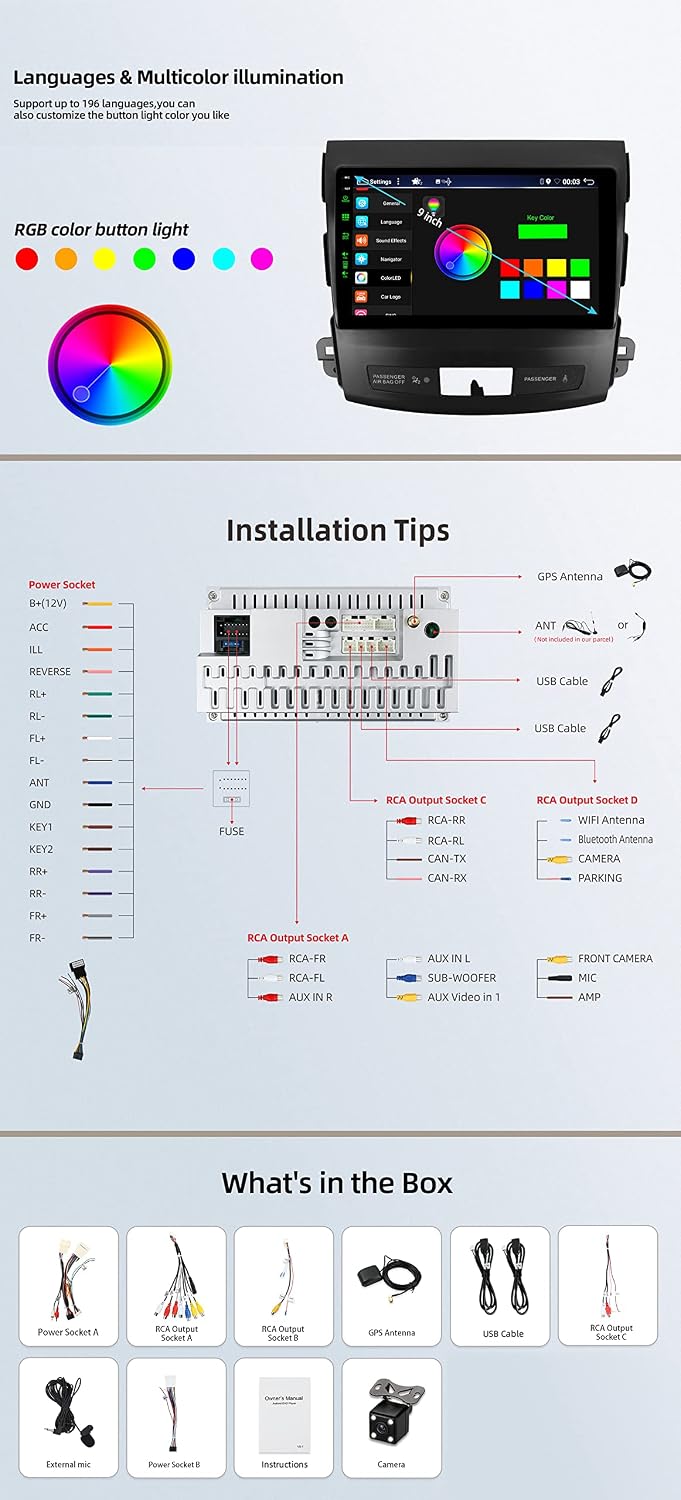 JOYX Android 12 Autoradio Passt für Mitsubishi Outlander (2008-2015) - [4G+64G] - Eingebaut DSP/Carp