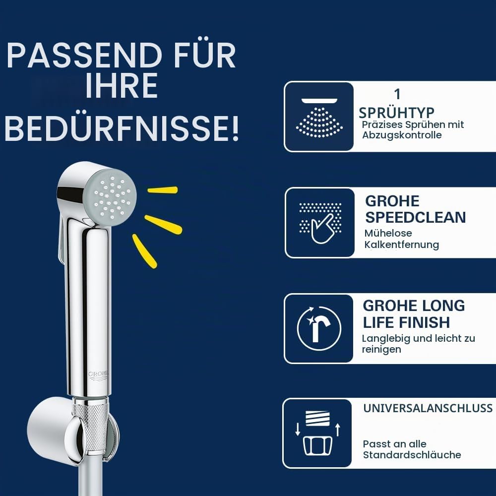 Grohe Tempesta-F Trigger Spray 30 Wandhalterset 1 Strahlart, 26352000 Silber