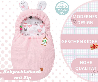 Mikos Einschlagdecke Babyschale Herbst Winter, Baby Fusssack mit Zip 100% Baumwolle GOTS Zert. Stric