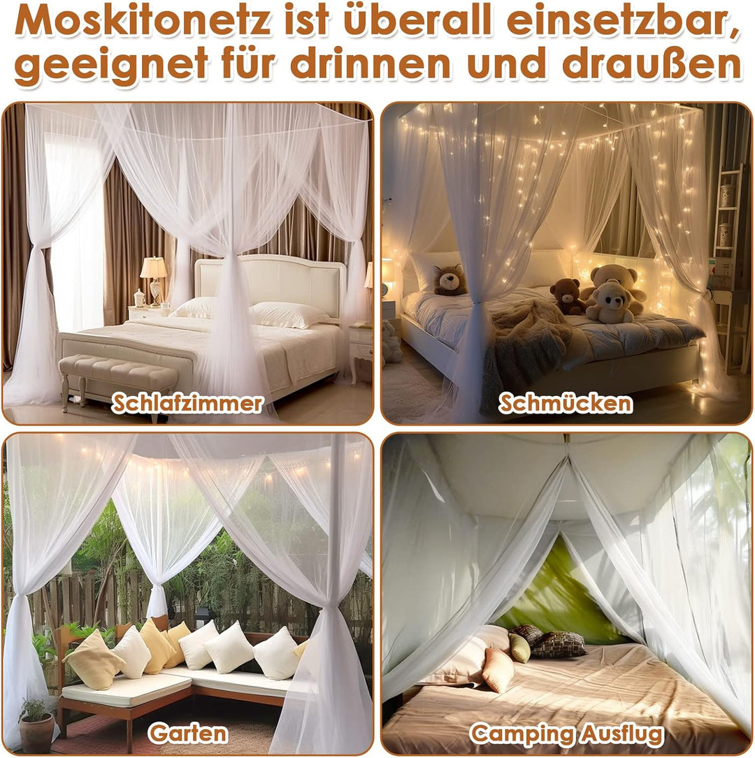 Moskitonetz Doppelbett und Einzelbett - 1.9 m x 2.1 m x 2.4 m Moskitonetze für Doppelbett und Einzel