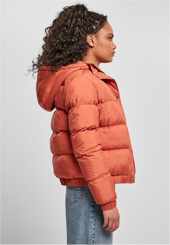 Urban Classics Damen Ladies Hooded Puffer Jacket Jacke XS redearth, XS redearth