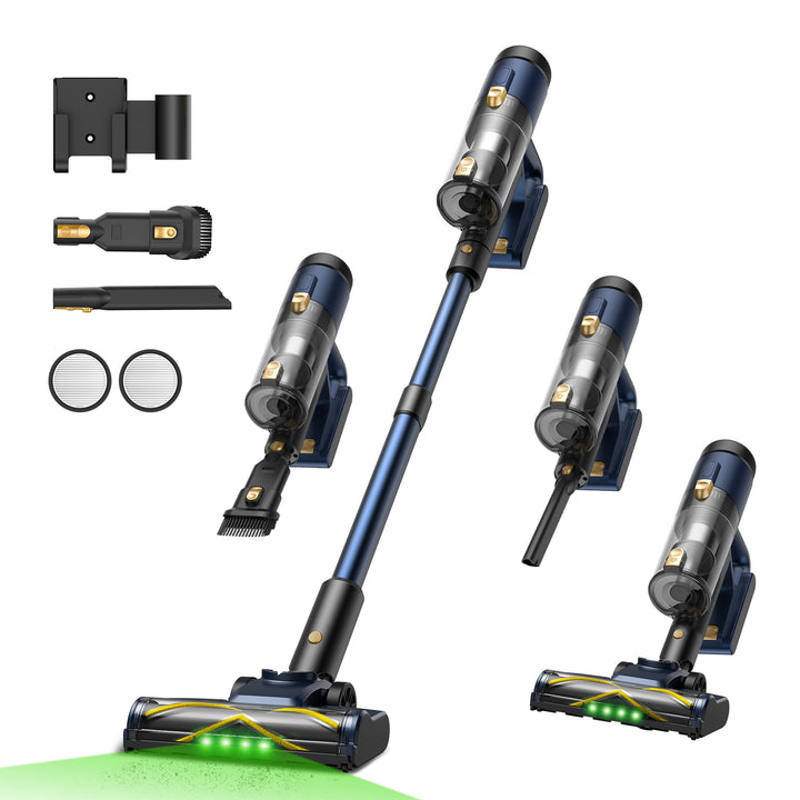 Vexilar Akku Staubsauger 50000Pa/450W/50Min, Staubsauger Kabellos mit Green LED, Leichter 6-in-1 Akk