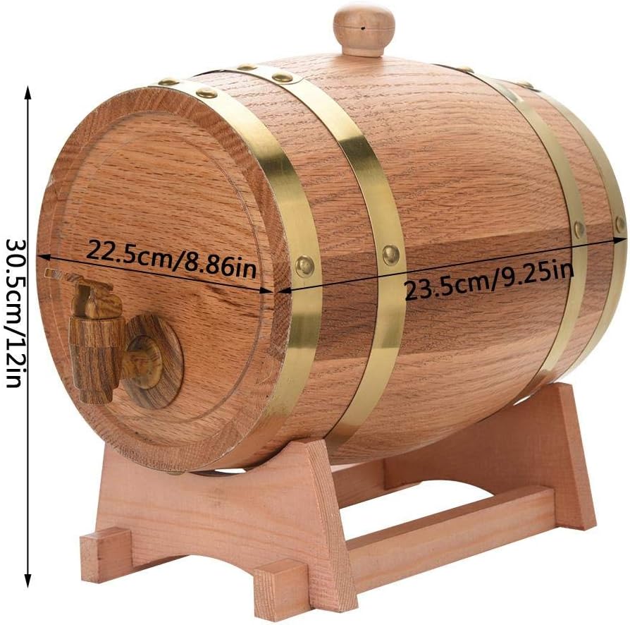 Eichenfass, 1,5/3/5/10 l, Eichenfass für Whisky, Tequila, Weinflasche, Holzfass, auslaufsicher (3 l)