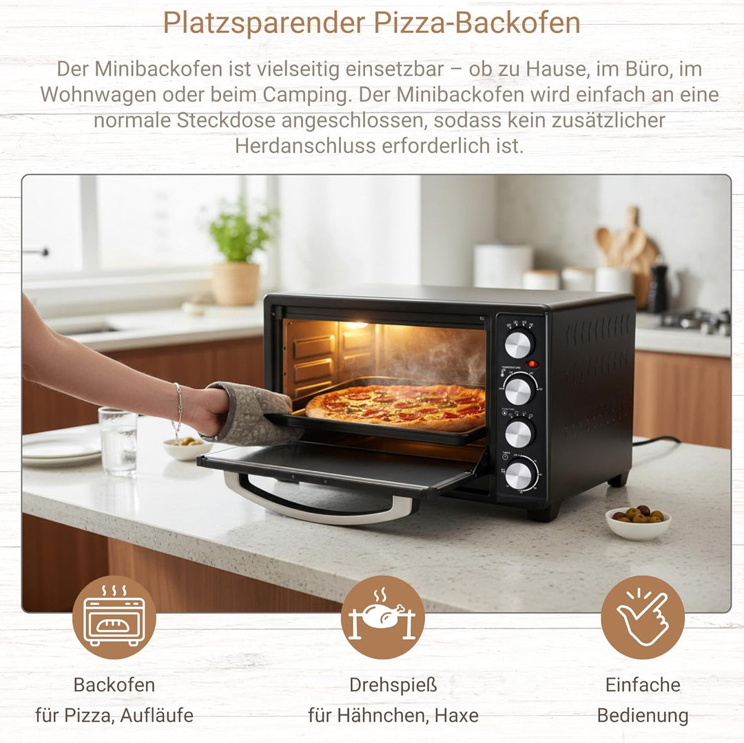 Syntrox 30 l Kleiner Mini Backofen Lasale | Miniofen | Pizzaofen | Pizzabackofen, 1500 Watt, 30 Lite