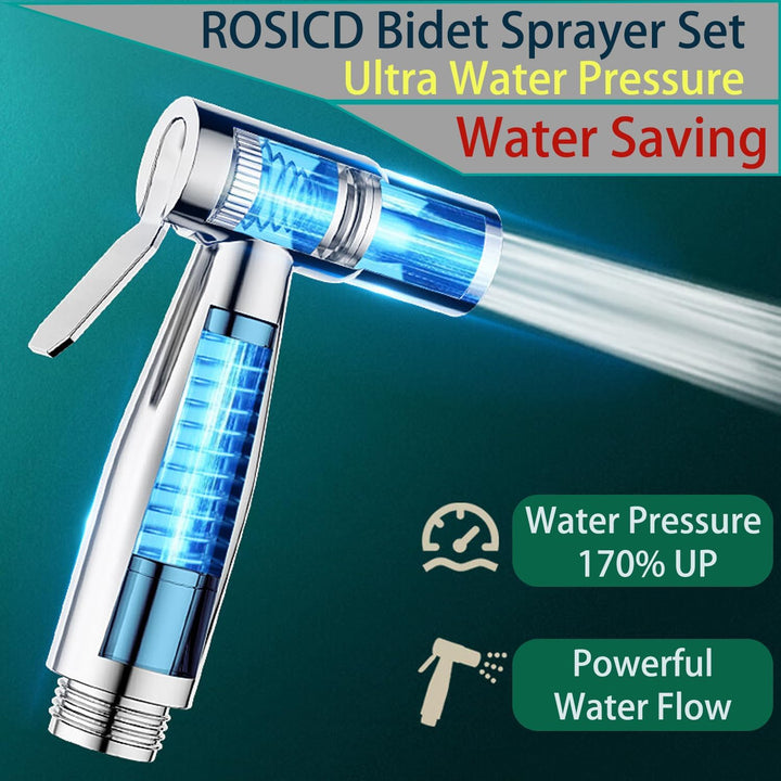 Roscid Handheld Bad Bidet Sprayer Set mit 3 Wege Wasserhahn Bidet Sprayer mit 2M Schlauch mit G1/2 W