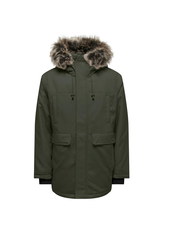 ONLY & SONS Herren Onsfuture Faux Fur Parka OTW Winterjacke S Peat, S Peat