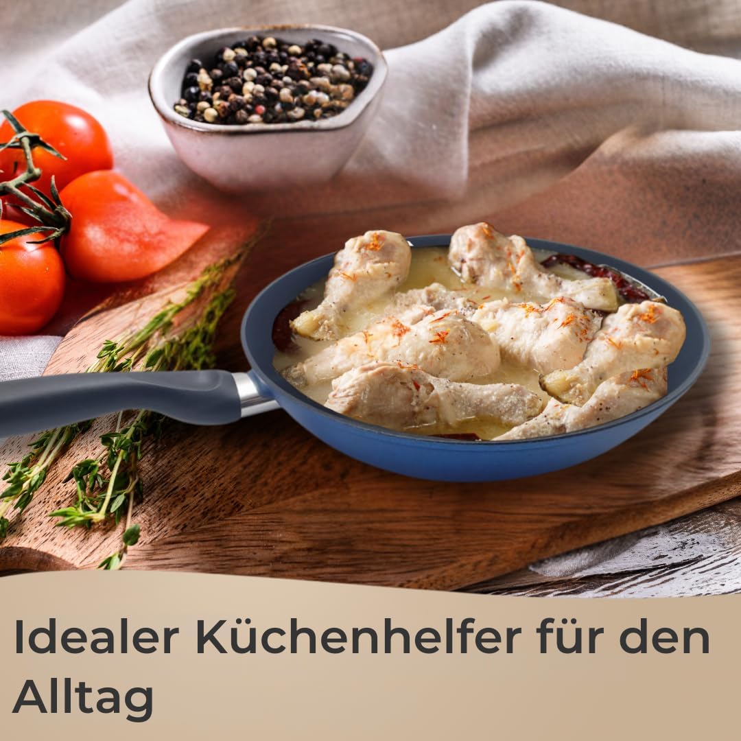Riess Kelomat Wokpfanne 28 cm - Beschichtete Antihaftpfanne in Blau, schnelle Hitzeverteilung