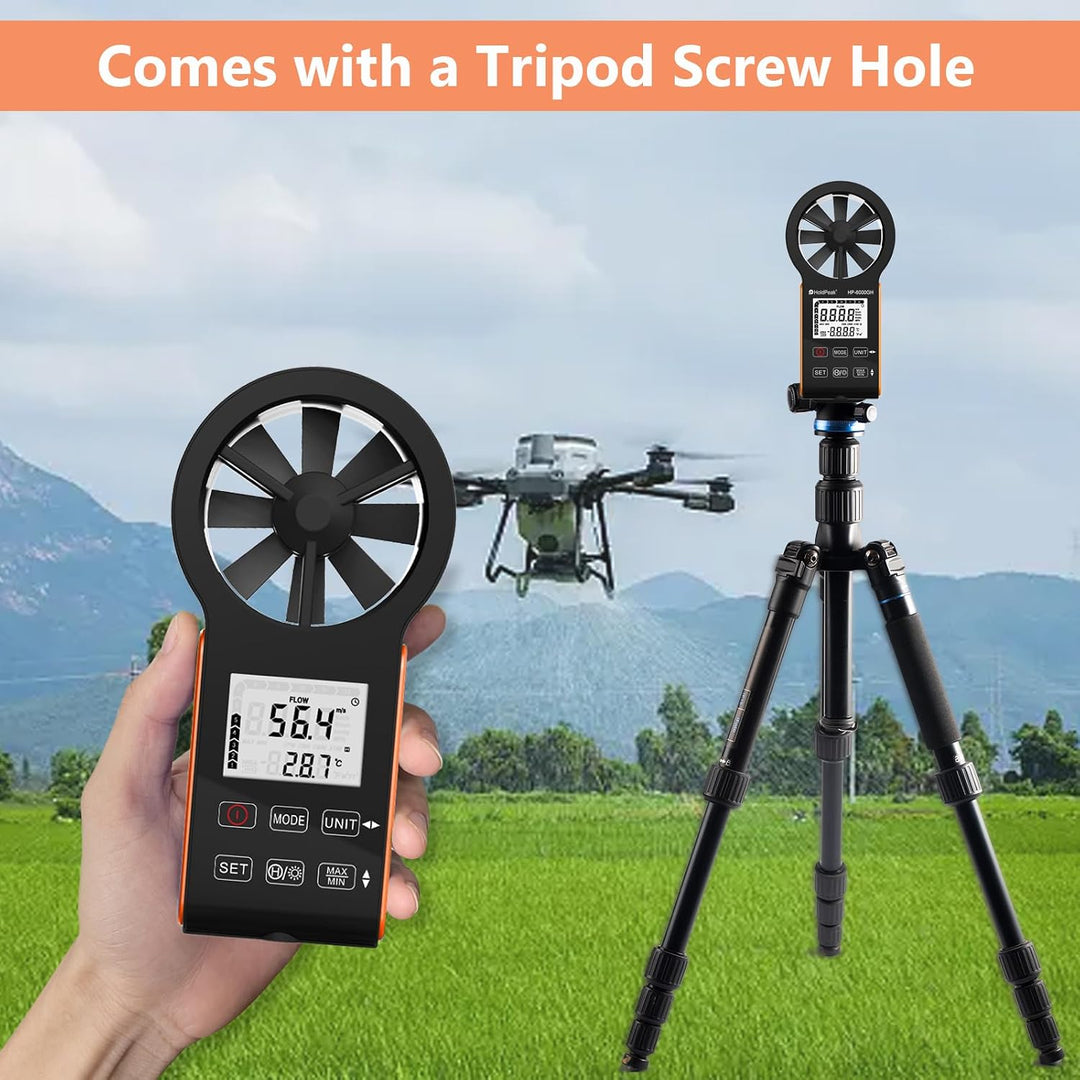 HOLDPEAK Anemometer HP-6000GHB Digitales Anemometer – Windgeschwindigkeits- und Luftstrommesser, Tem