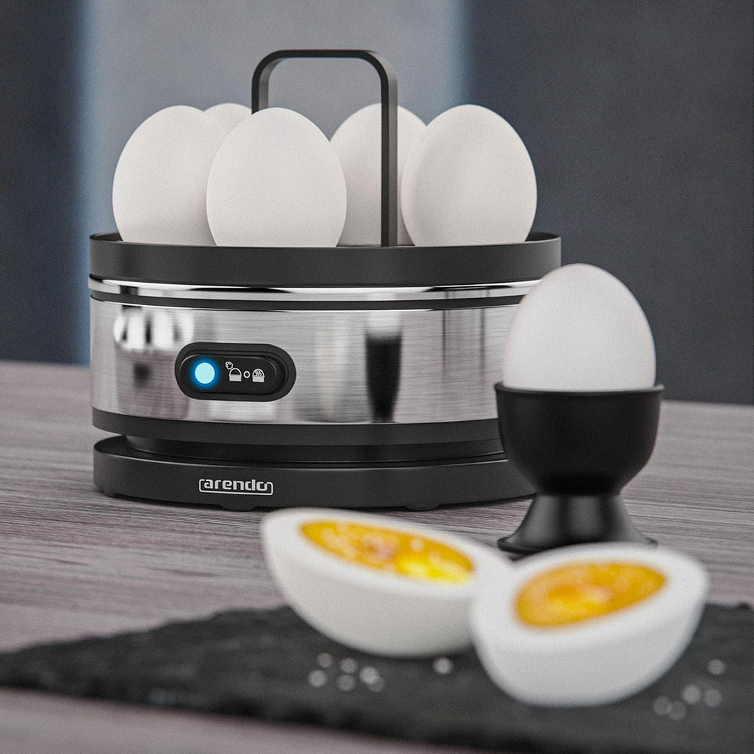 Arendo - SET Toaster FRUKOST mit Eierkocher SEVENCOOK Edelstahl Silber, Toaster 2 Scheiben LED-Displ