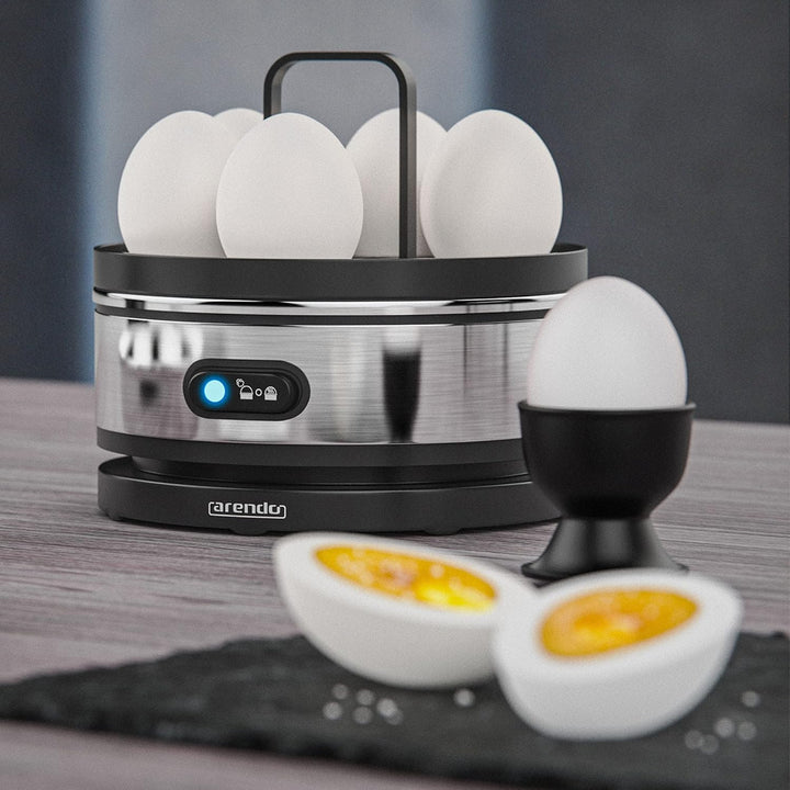 Arendo - SET Toaster FRUKOST mit Eierkocher SEVENCOOK Edelstahl Silber, Toaster 2 Scheiben LED-Displ
