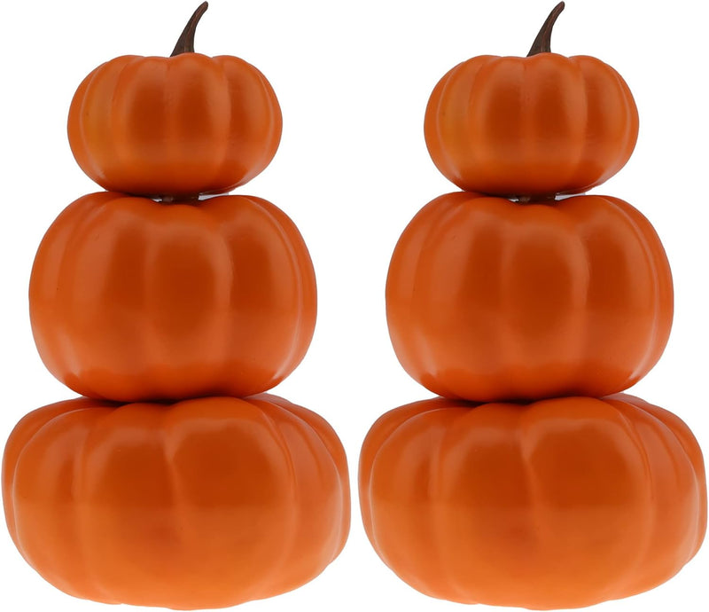 Gresorth 2 Pack Halloween Gestapelt Kürbis Handtuch Gefälschte Künstliche Deko Lackierbar Kürbisse H