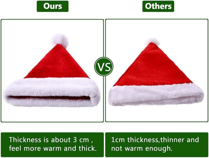 KONVINIT Weihnachtsmütze Nikolausmütze Erwachsene Plüsch Rand Weihnachtsfeier Rote Santa Mütze Nikol