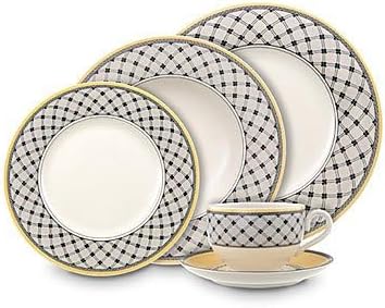 Villeroy und Boch Audun Promenade Suppenteller, 24 cm, Premium Porzellan, Weiss/Grau/Gelb 24 cm Tief