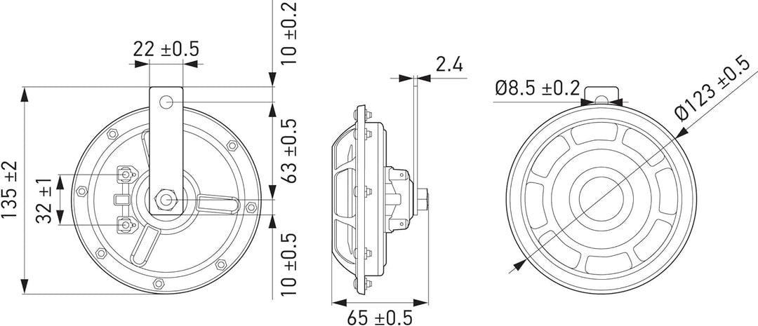 HELLA 3AG 003 399-801 Horn - B133 - 12V - Frequenzbereich: 300/500Hz - Starkton - Gehäusefarbe: rot/