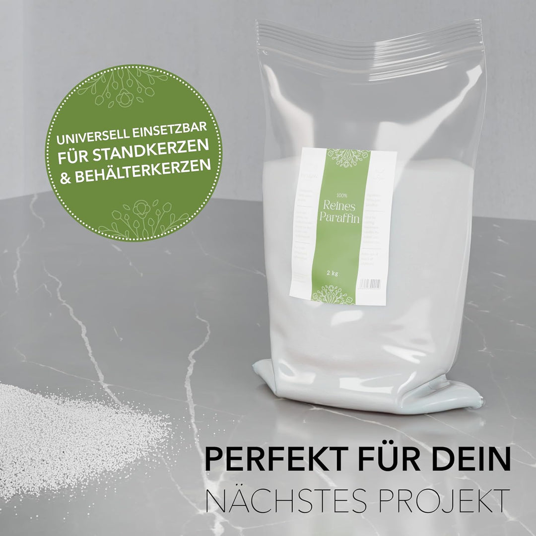 BwLights - Hochwertiges Paraffinwachs verschiedene Grössen (2kg) in Weiss | Wachsgranulat zum Schmel