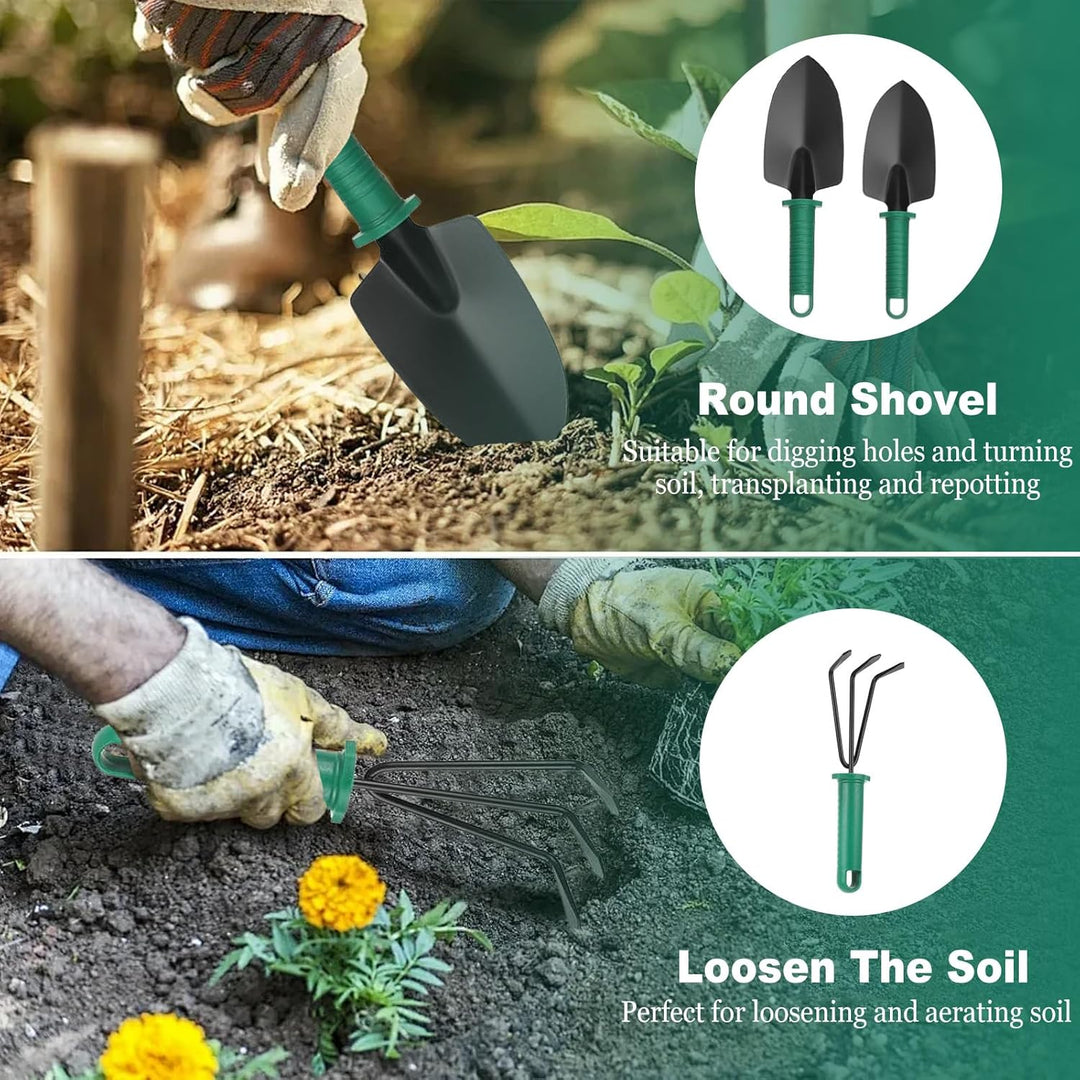 Gartenwerkzeug Set 12-teilig, Edelstahl Gartengeräte mit Ergonomischen Griffen & Aufbewahrungsbox, G