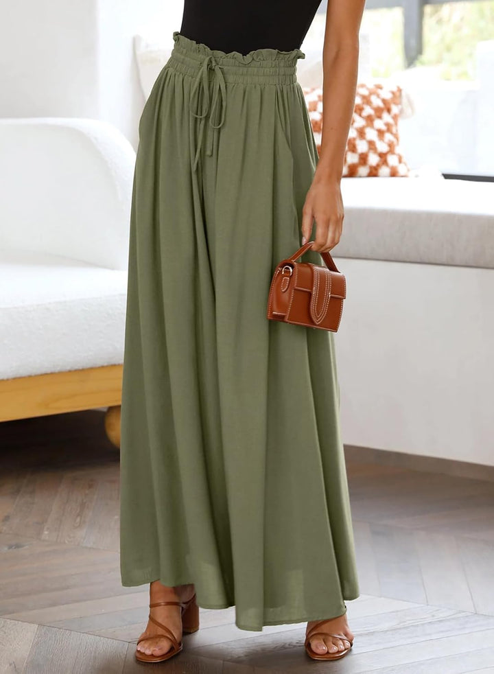 Dokotoo Sommerhose Damen Leicht Palazzo Hose Elegant Sommer High Waist Baggy Freizeithose Baumwolle
